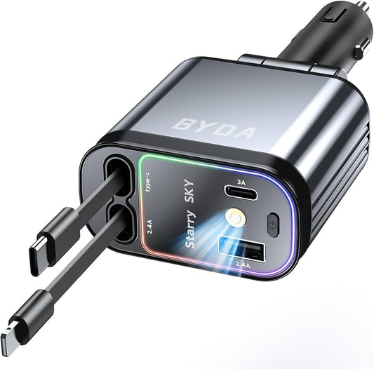 Chargeur voiture 4 en 1 avec Led Plafond